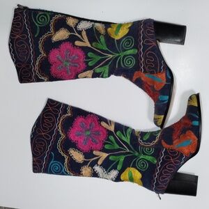 Handmade Turkish Embroidered knee high Boots OOAK